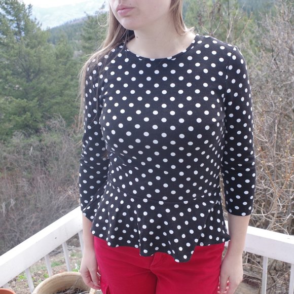 White And Black Polka-Dot Ralph Lauren Blouse - Picture 4 of 6